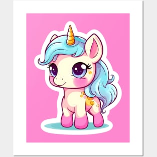 cute Kawaii Unicorn sticker Posters and Art